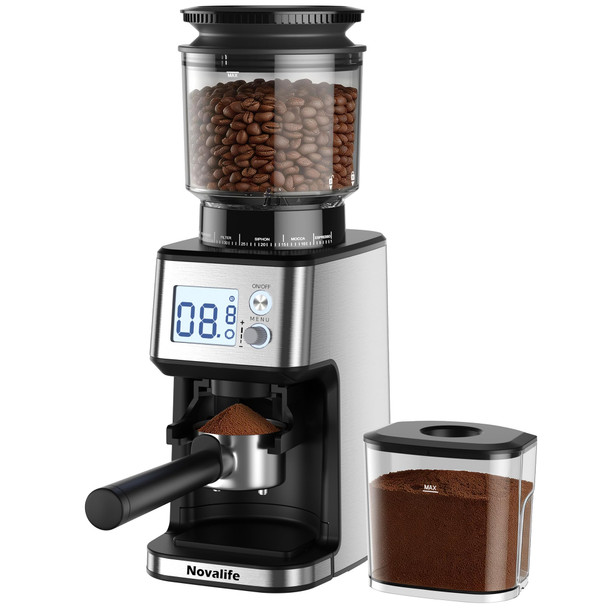 Novalife Conical Burr Coffee Grinder 51 Precise Grind Settings Automatic Coffee Grinder 12 Cups