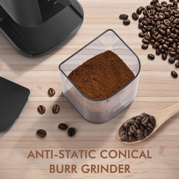 Aychiro Burr Coffee Grinder Electric Adjustable Burr Mill With 30 Grinding Settings 12 Cups