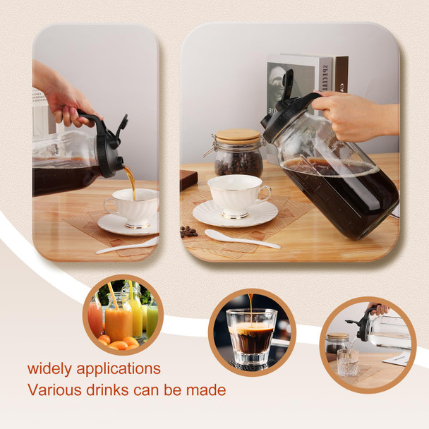 Scidea Cold Brew Coffee Maker Mason Jar Pitcher With Durabel Glass and 64Oz 2 Packs
