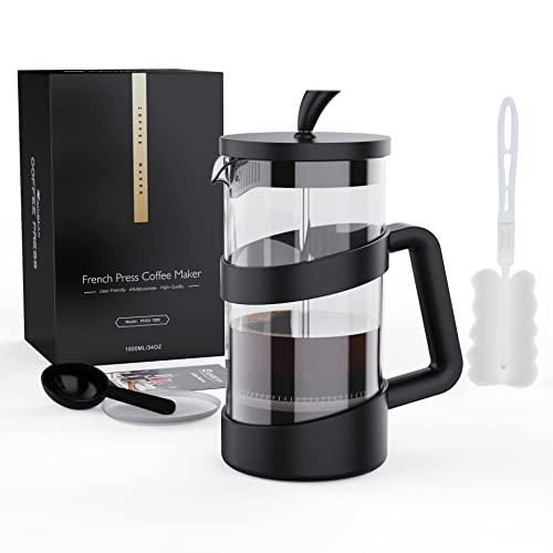 Rainbean Large French Press Glass Travel Camping Coffee Makers Pot Portable Cold 34 Oz