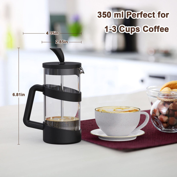 Rainbean Mini French Press Coffee Maker Camping Coffee Press Pot Small French 12 Oz Black
