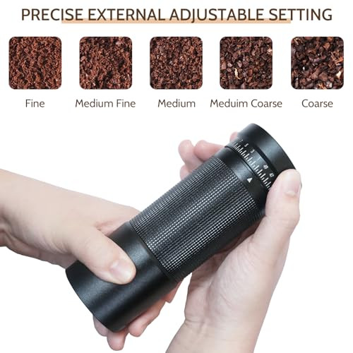Fvimzailon Manual Coffee Grinder With Digital External Adjustable Settings Portable Hand Grinder 30G Stainless Steel