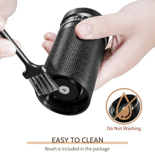 Fvimzailon Manual Coffee Grinder With Digital External Adjustable Settings Portable Hand Grinder 30G Stainless Steel