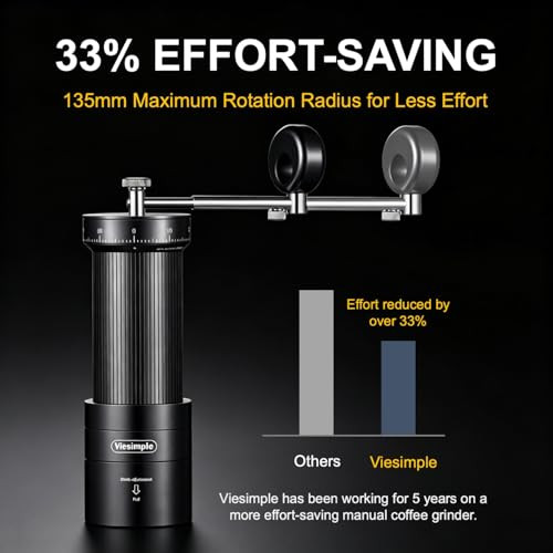 Viesimple V4 Manual Coffee Grinder With Foldable Handle And External Adjustment Espresso Stainless Steel