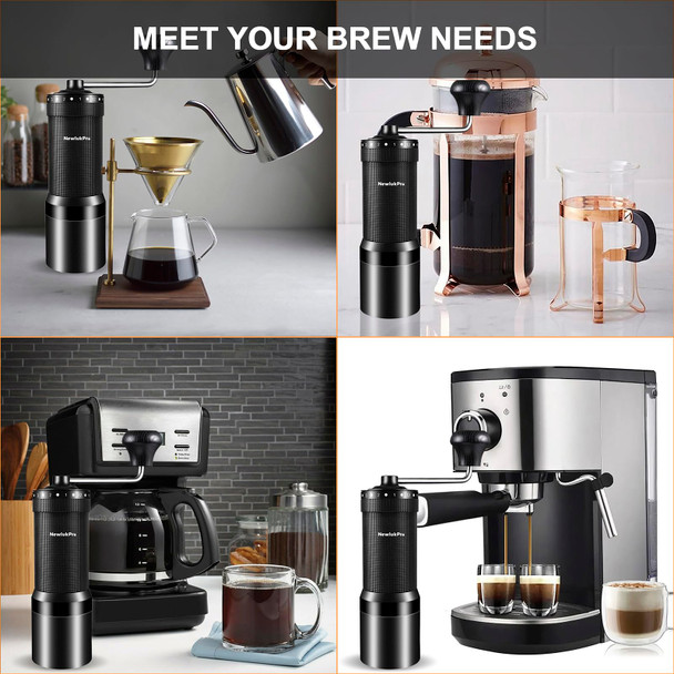 Newlukpro M7 Pro Manual Coffee GrinderTitanium Coating Conical BurrHand Coffee Grinder With Black