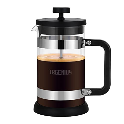 Tbgenius French Press Coffee Maker Cold Brew Heat Resistant Thickened Borosilicate Coffee 21 Oz Black