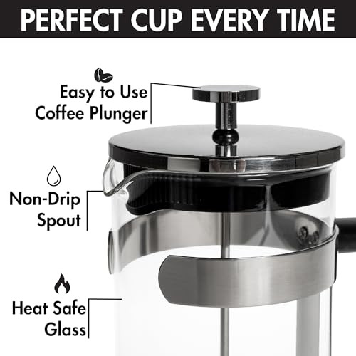 Primula French Press Coffee Maker Temperature Safe Borosilicate Glass With Stainless Steel Stainless Steel