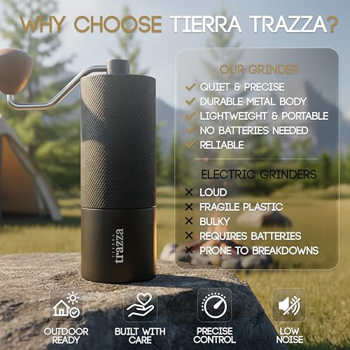 Tierra Trazza Manual Coffee Grinder Conical Burr Coffee Grinder With Stainless Steel Burrs Stainless Steel