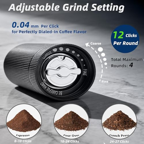 Hamiladuo Manual Coffee GrinderStainless Steel Conical Burr With Adjustable SettingDouble Bearing Positioning 20G