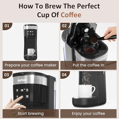 Sunvivi Single Serve Iced Coffee Maker 3 Brewing Modes For KCup Pod/Ground 30Oz Black