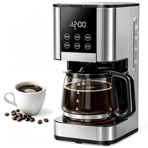 Horavie Programmable Drip Coffee Maker Adjustable Brew Strength Pause and Serve Heat 10 Cup Stainless Steel