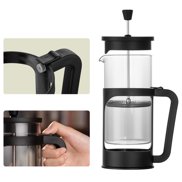 Thejze French Press Borosilicate Glass French Press Coffee Maker 3 Layer Stainless 34Oz Stainless Steel