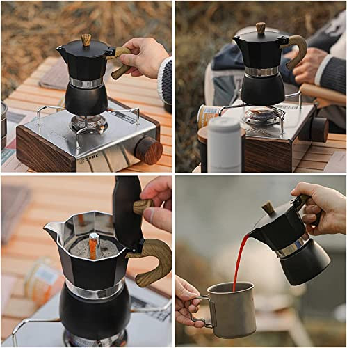Conyee Moka Pot Stovetop Espresso Maker Italian Coffee Maker Coffee Pot / 6 Cup Black