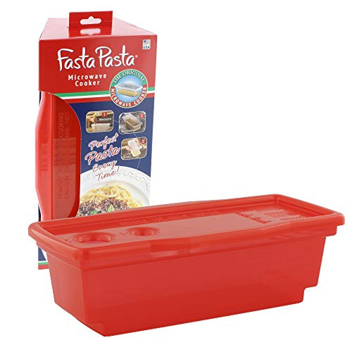 Fasta Pasta The Original Fasta Pasta Microwave Cooker W Lid And BuiltIn Strainer Red