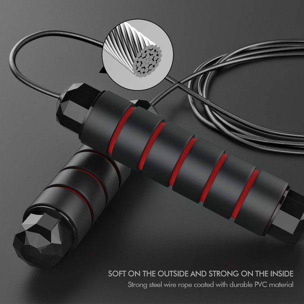 Loocio Jump Rope Tangle-Free Rapid Speed Jumping Rope Cable with Ball Bearings for Women Men and Kids Adjustable Steel Jump Rope with Foam Handles for Home Gym Exercise Fitness Workout Equipment & Slim Body
