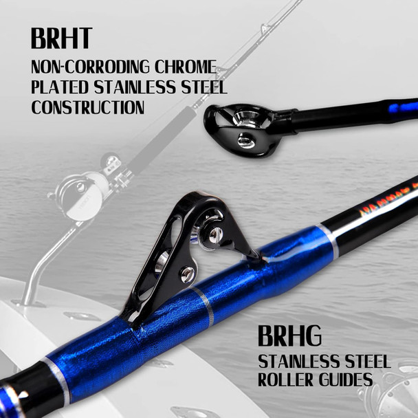 Fiblink 2-Piece Saltwater Offshore Heavy Bent/Straight Butt Trolling Rod Roller Rod Conventional Boat Fishing Pole with Roller Guides (30-50lb/50-80lb/80-120lb,5-Feet 6-Inch) Fiblink 2-Piece Saltwater Offshore Heavy Bent/Straight Butt Trolling Rod Roller Rod Conventional Boat Fishing Pole with Roller Guides (30-50lb/50-80lb/80-120lb,5-Feet 6-Inch)