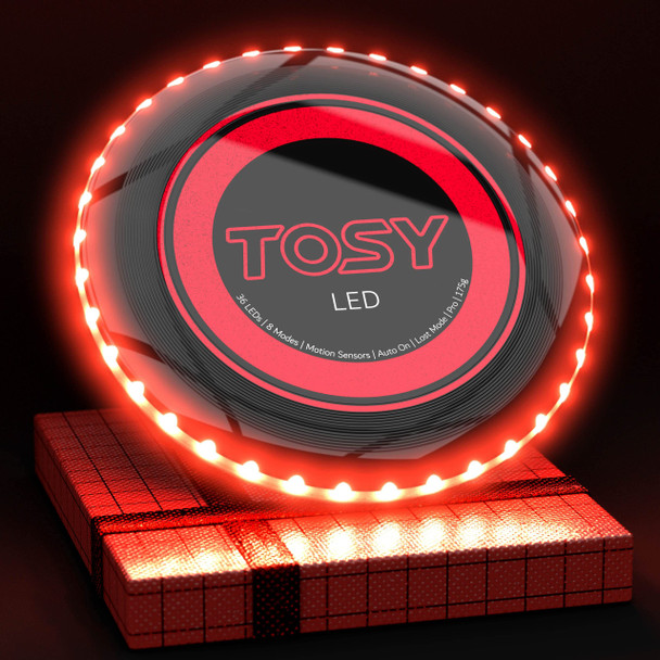 TOSY Flying Disc - 36 Mono-Color LEDs, Extremely Bright, Smart Modes, Camping Essentials for Teens/Kids/Adults/Men/Boys/Girls, Auto Light Up, Rechargeable, Waterproof, 175g