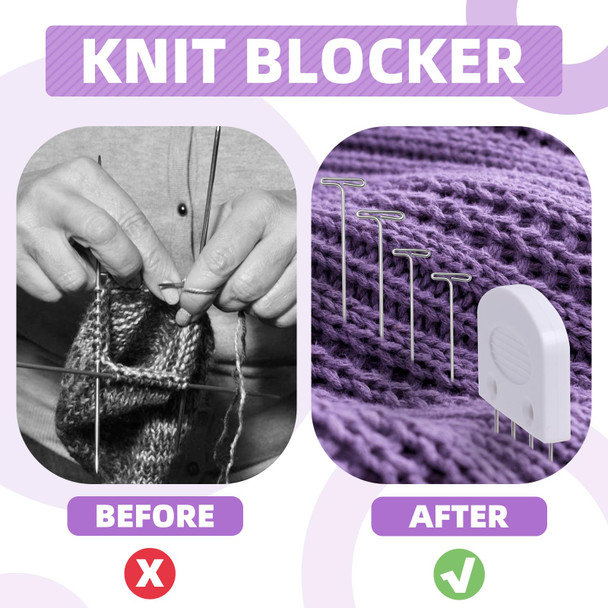 Tatiwoo 130 Pcs Knit Blockers Kits Blocking Knit Combs Pins Set For Knitting Knitting Tools Knitter Crochet With Flexible Tape Measure Ruler Silver TPins For Sewing Lace Or Needlework Projects Device
