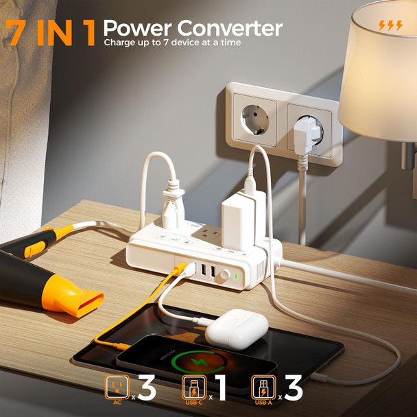 220V To 110V Voltage Converter, Tessan 2000W Universal Travel Adapter With 4 Usb Ports (1 Usb C), 3 Ac Sockets And Eu/Uk/Au/It Plug Power Adaptor, Step Down Transformer For Hair Dryer Curling Iron 220V To 110V Voltage Converter, Tessan 2000W Universal Travel Adapter With 4 Usb Ports (1 Usb C), 3 Ac Sockets And Eu/Uk/Au/It Plug Power Adaptor, Step Down Transformer For Hair Dryer Curling Iron