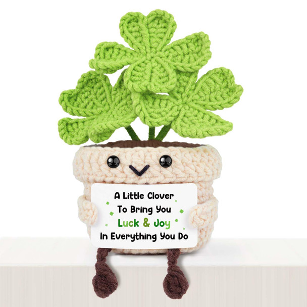 Qallicon Good Luck Gifts Mini Handmade Crochet Four Leaf Clover Birthday Gifts For Women Lucky Graduation Retirement Housewarming For Coworker Couple Bestie Sister Parents Friend