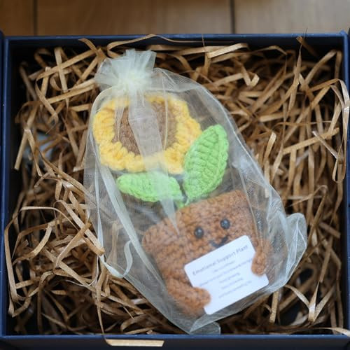 Meboltpan Inspirational Gifts For Women Positive Crochet Animals Emotional Support Home Decor Knitting Flower Handmade Crochet Sunflower Motivational Gifts For Women