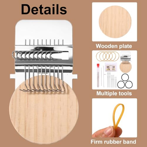 Fukaisu Mini Loom Machine Kit Includes 1 Darning Loom 8 Elastic Rubber Bands 9 Extra Knitting Needles 2 Crochet Hooks and 1 Needle Case For Clothes Jeans Coat Socks Repair