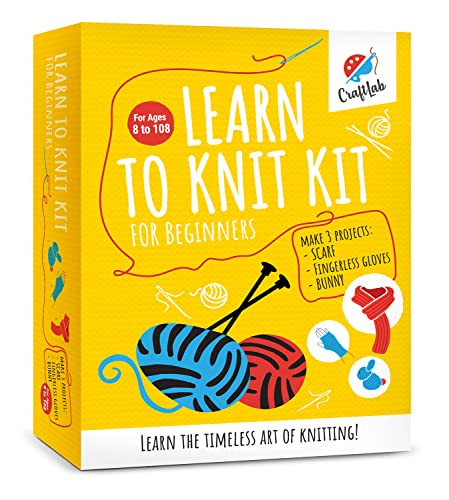 Craftlab Knitting Kit Beginner Knitting Supplies With Wool Yarn Needles Instructions Diy