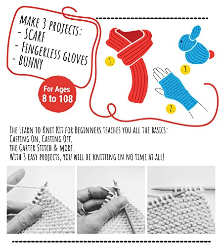 Craftlab Knitting Kit Beginner Knitting Supplies With Wool Yarn Needles Instructions Diy