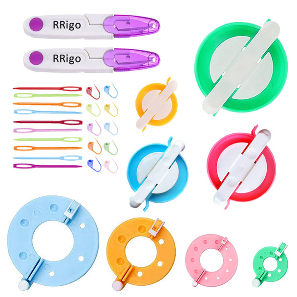 Rrigo Pom Pom Maker 4 Sizes Pompom Maker Tool Set For Fluff Ball Weave Diy Wool Yarn Knitting Craft Project For Kitting Lover30