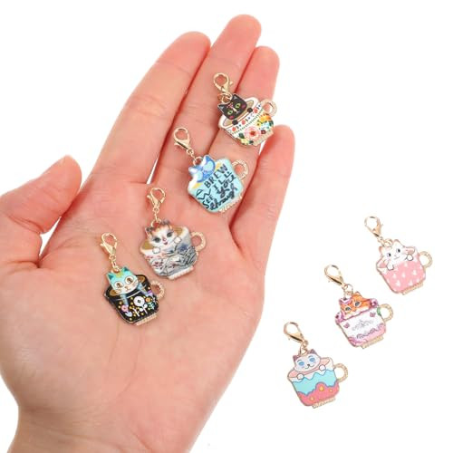 Elevatetech 20Pcs Cat Stitch Marker Cute Crochet Hooks Charms Knitting Notions Cat Stitch Markers Crochet Tools With Lobster Claw Clasps For Weaving Sewing Needleworks Diy Craft