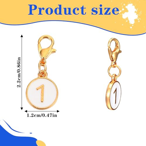 Qfwdfctrenz 20Pcs Number 09 Stitch Markers Flat Round Number Stitch Marker With Lobster Clasp Alloy Crochet Knit Locking Removable Clip On Charms For Knitting Weaving Sewing Diy Jewelry Making Black And White