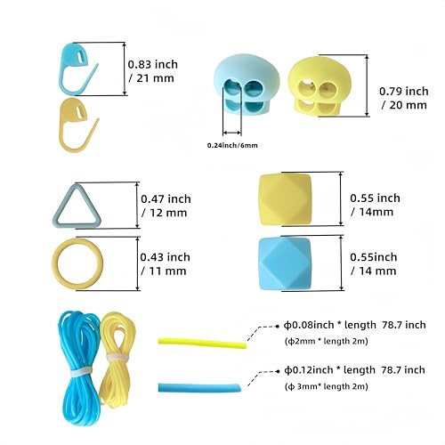 Rysuozi Knitting Barber Cords 2Pcs Odorless Knitting Accessories Kit For Needle With 20Pcs Metal Stitch Markers 40Pcs Plastic Stitch Markers Stitch Holder Cord Lock Needle Stoppers In Tin Box