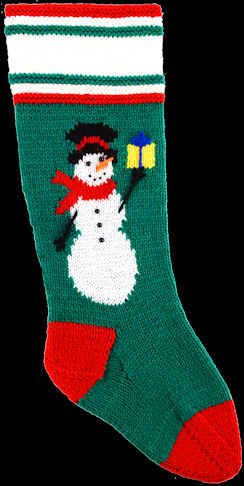 Doolallies Christmas Stockings Kits For Knitting Snowman Green