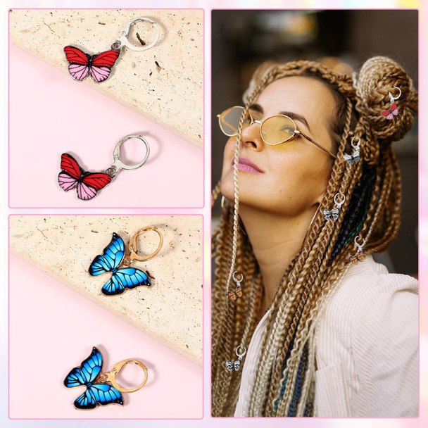 Elevatetech 40Pcs Butterfly Stitch Markers Butterfly Enamel Cute Charms Removable Leverback Clasp Charm