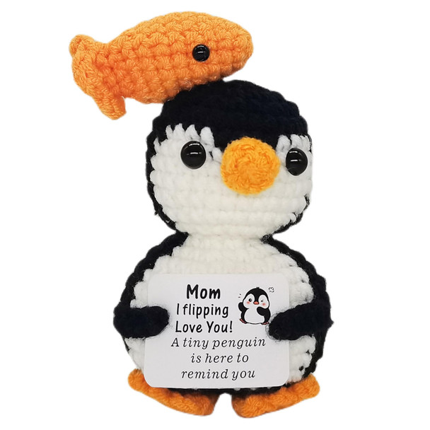 Qyqkfly Handmade Crochet Positive Penguin Birthday Gifts For Brother Boy Friend Mini Funny Brother From Sister Brother Easter Basket Stuff Essential For Birthday Graduation Gifts