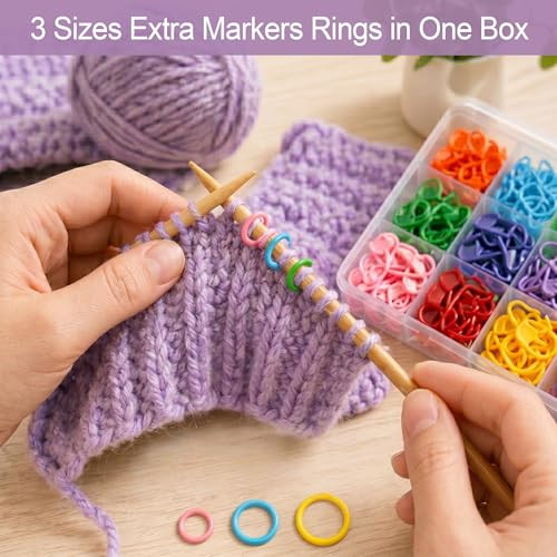 Xenhrun Crochet Stitch Markers Kit 310Pcs Large Locking Crochet Counter Clips and Marker Rings For Crocheting Knitting With Compartment Storage Box Reusable For 1000+ 0 Snagging 1S Open and Close