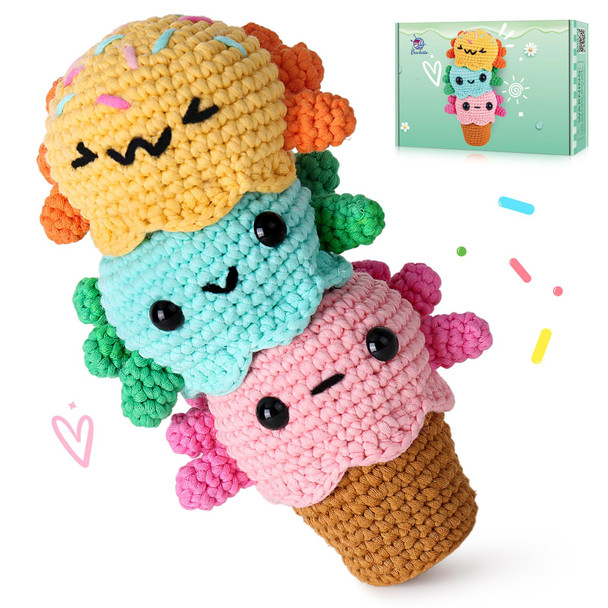 Crochetta Crochet Kit For Beginners Beginner Crochet Starter Kit W StepByStep Video Tutorials Learn To Crochet Kits For Adults Women Men Diy Knitting Supplies Axolotls Blue And Pink
