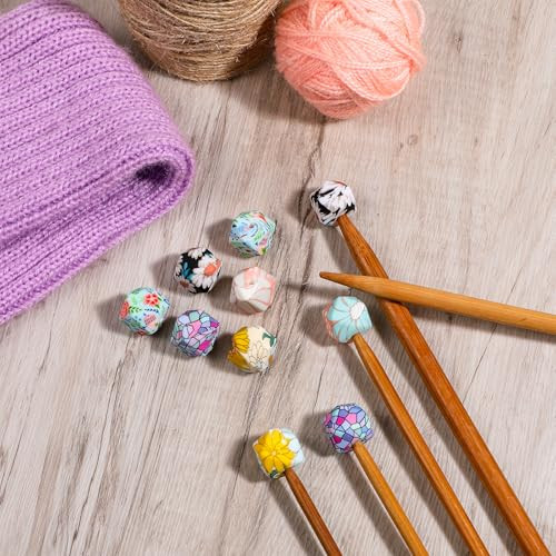Exircy 10 Pcs Knitting Needle Stoppers Hexagon Print Knitting Needle Point Protectors Silicone Knitting Needles End Caps Needles Tip Cover For Knitting Accessories