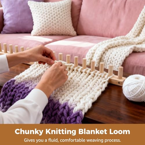 Dormiya 354 Chunky Knitting Blanket Loom Wooden Diy Weaving Loom Kit Adjustable Modular Blanket Frame With Assembly Hardware 3In1 Knitting Loom For Thick Yarn