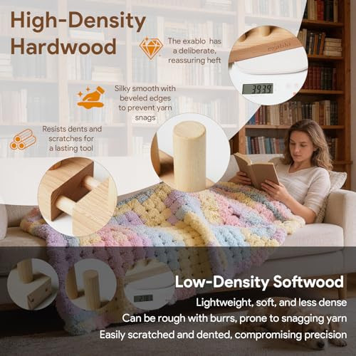 Exablo 41 Beechwood Chunky Blanket Loom Adjustable 3Section Wooden Knitting Loom For Chunky Yarn BeginnerFriendly Diy Craft Kit For Adults No Needles Required