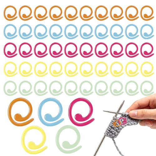Jiuzi Metal Stitch Markers 50Pcs Spiral HelicalShaped Locking Crochet Markers Colorful Knitting Stitch Marker For Crocheting Knitting Projects Handmade Garments and Diy Crafts