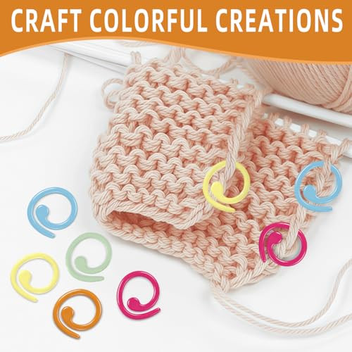 Jiuzi Metal Stitch Markers 50Pcs Spiral HelicalShaped Locking Crochet Markers Colorful Knitting Stitch Marker For Crocheting Knitting Projects Handmade Garments and Diy Crafts