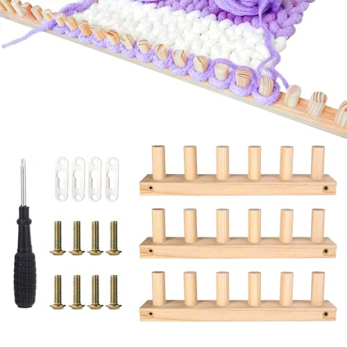 Sinbana Chunky Blanket Loom Kit 90Cm/35In Wooden Chunky Knitting Blanket Loom Durable 3In1 Crochet Knitting Tool Set Suitable For Beginners Craft Enthusiasts
