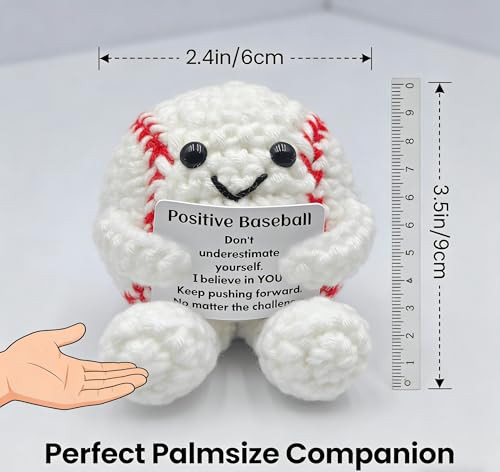 Jometo Ame Positive Crochet Baseball Gifts For Players and Fans Emotional Support Plush Crochet Funny Inspirational For Men Women Baseball Players
