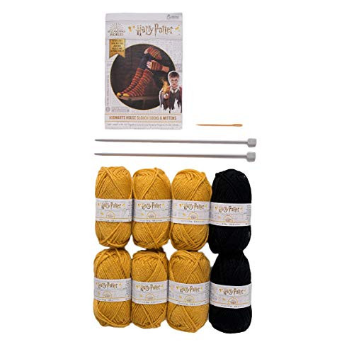 Hero Collector Hogwarts Hufflepuff Slouch Socks And Mittens Knitting Kit Harry Potter Wizarding World Knitting Kits