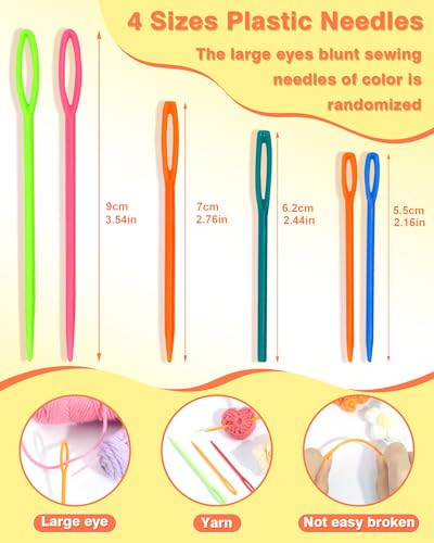 Fiveizero 300Pcs Fiveizero Stitch Markers With 6 Pieces Of Large Blunt Sewing Needles Colorful Knitting Markers Plastic Crochet Hook Clip Bulk Crochet Hook Markers For Knitting Stitch Locking Clip Crochet Hooks