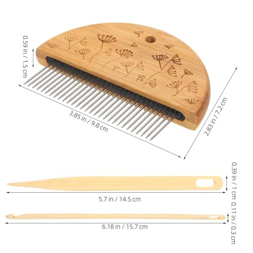 Angoily Weaving Comb Set Wood Knitting Loom Tool With Large Eye Needle And Crochet Hook For Tapestry Wall Hanging Diy Craft Hand Looming Accessories For Beginners