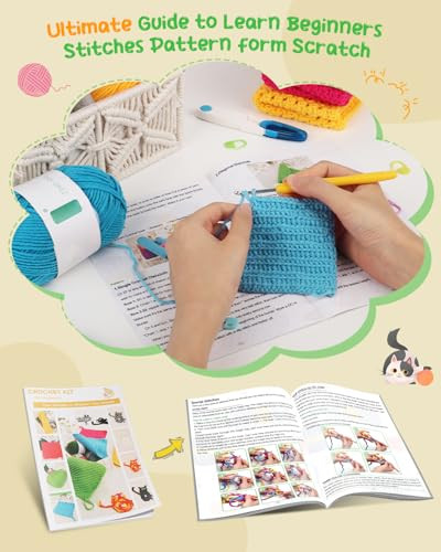 Katech Crochet Kit For Beginner Adults Dishcloth Beginner Crochet Kit For Adults Learn To Crochet Crochet Starter Kit Contain Detail Instruction Soft Yarn And Crochet Hook Supplies