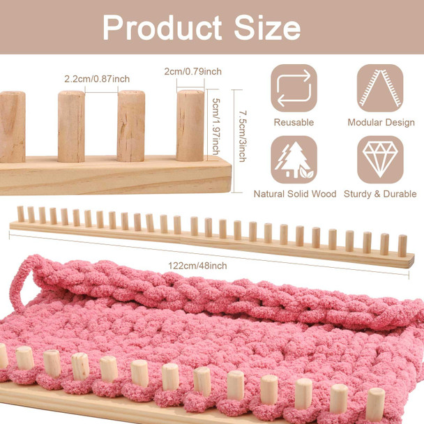 Maileiduo 48 Chunky Blanket Loom Wooden Knitting Loom Kit For Chunky Yarn Blanket Loom For Chunkyyarn Throws Thickyarn