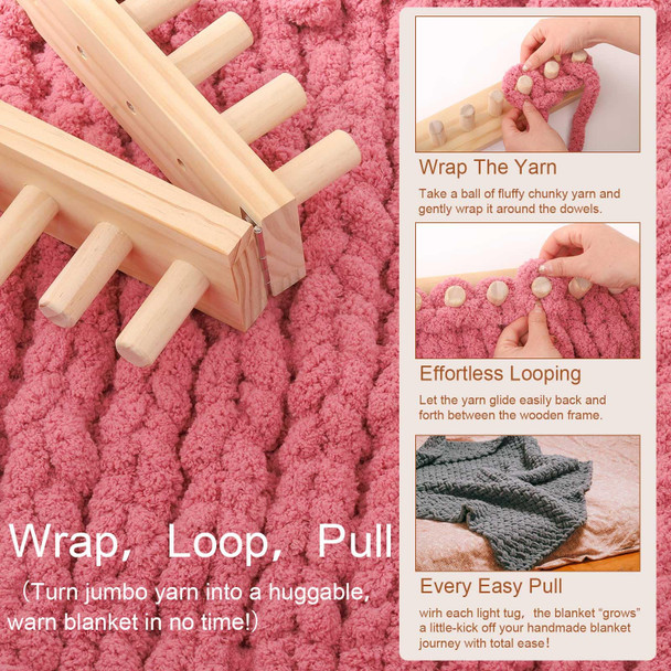 Maileiduo 48 Chunky Blanket Loom Wooden Knitting Loom Kit For Chunky Yarn Blanket Loom For Chunkyyarn Throws Thickyarn